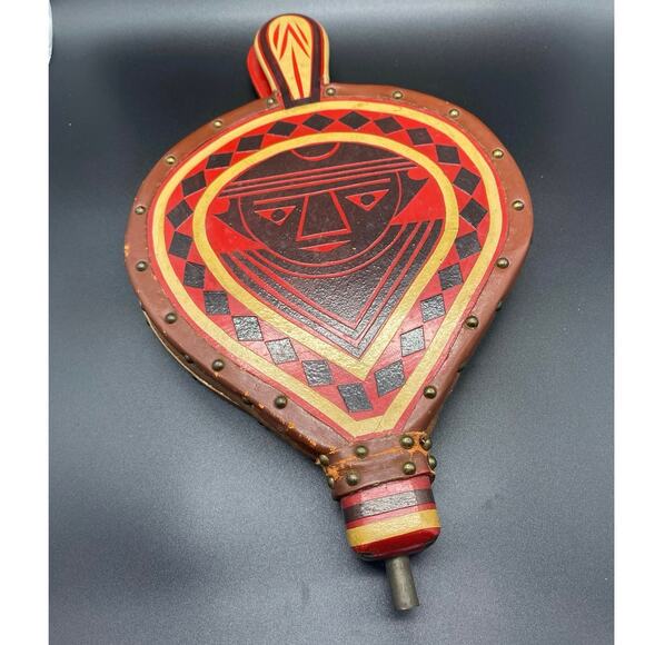 Primitive American Folk Art Aztec Tribal Indian Fireplace bellows Mexican ? - Picture 1 of 8